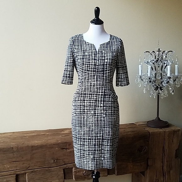 lk bennett black and white dress